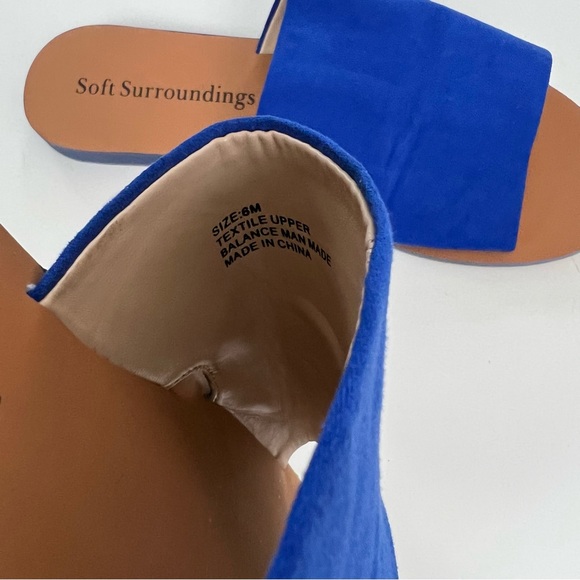 Soft Surroundings Anytime Faux Suede Blue Slip On Sandals 6 - Picture 5 of 9
